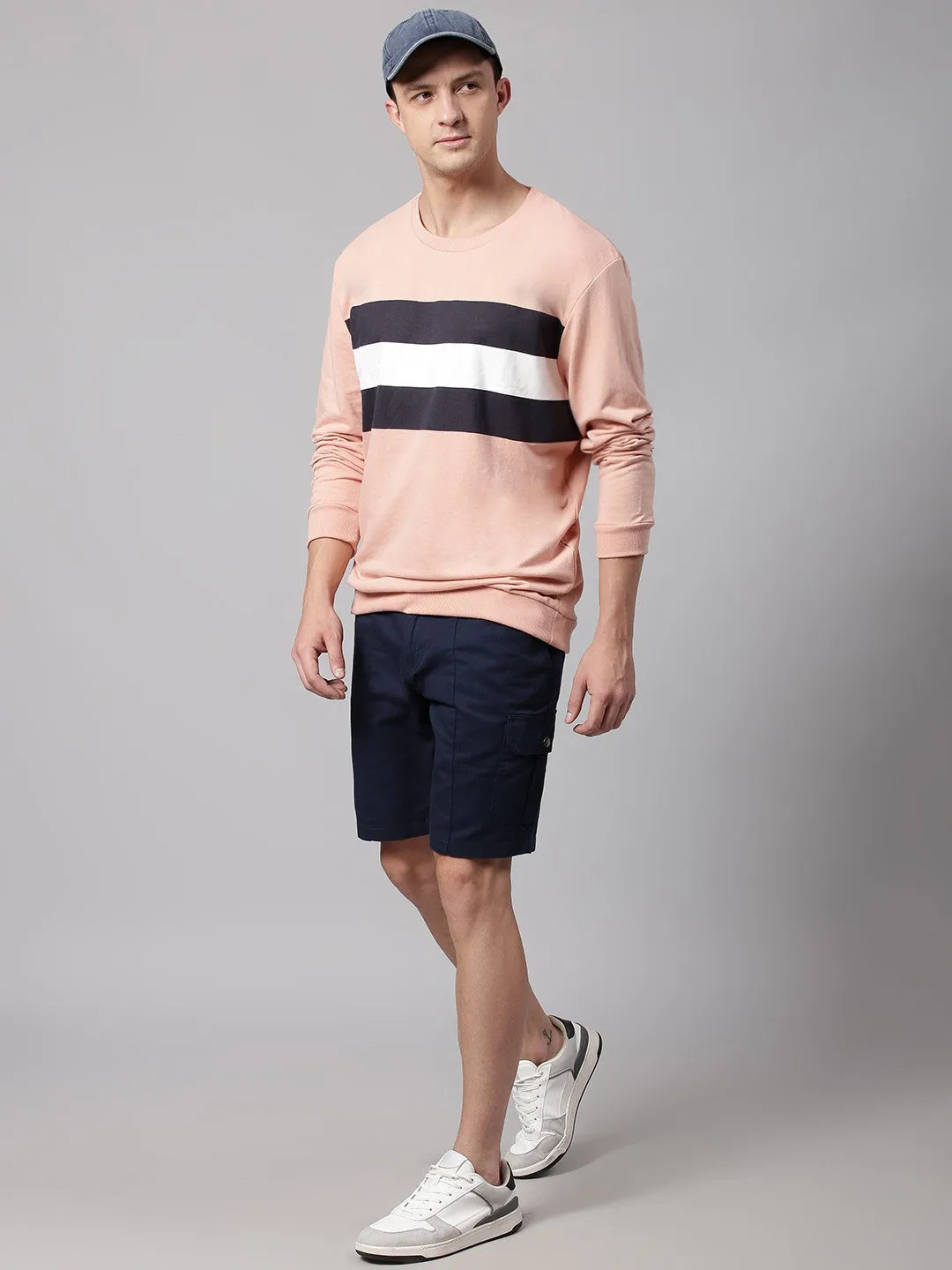 Mens Long-Sleeve Sweatshirt - Lightweight Casual Winterwear  (Powder Pink)