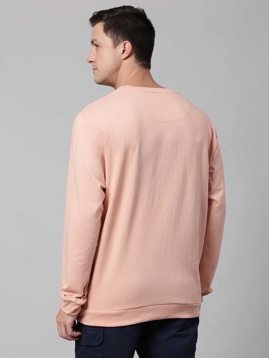 Mens Long-Sleeve Sweatshirt - Lightweight Casual Winterwear  (Powder Pink)