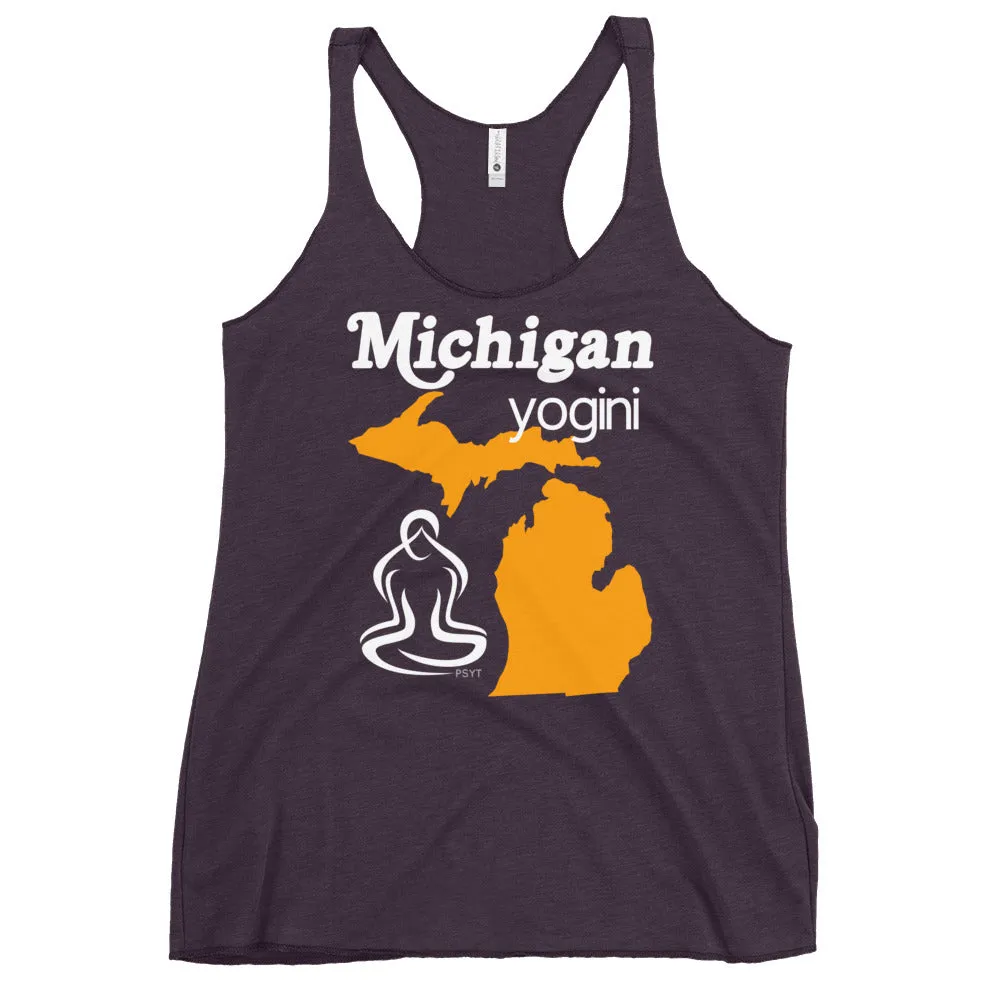 Michigan Map Yogini Dark Color Tank Top