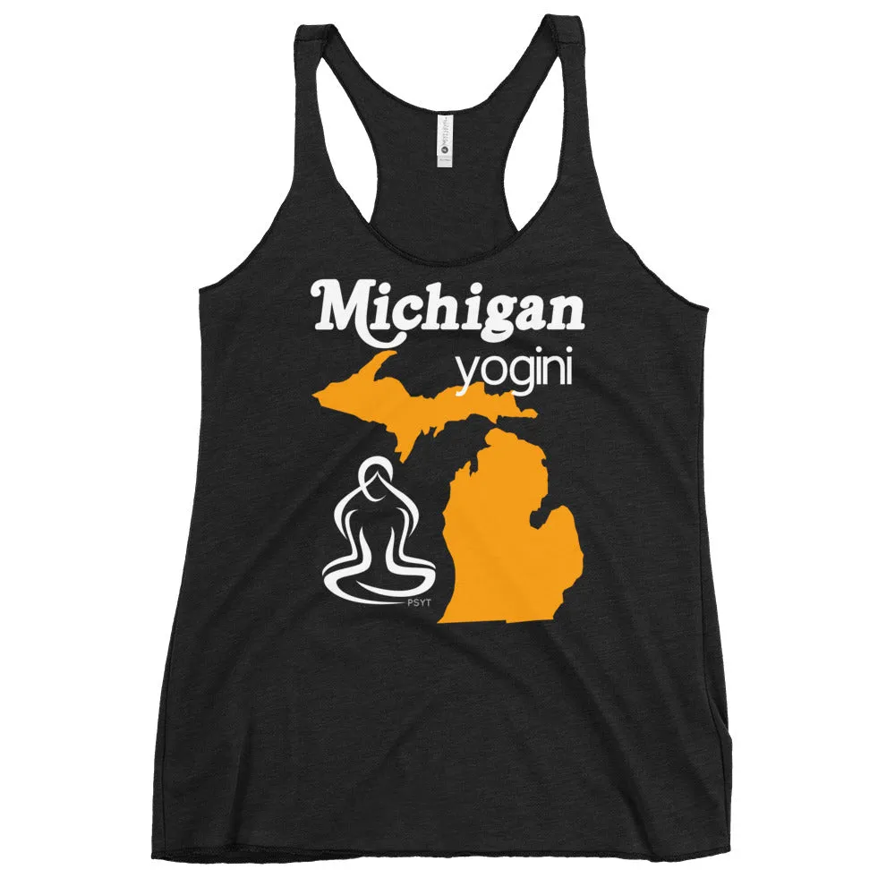 Michigan Map Yogini Dark Color Tank Top