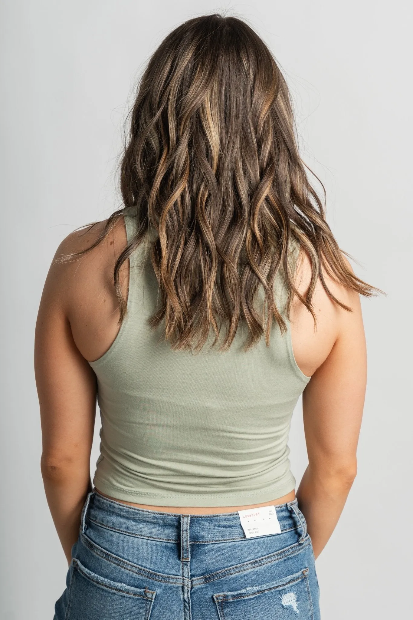 Modal high neck tank top sage