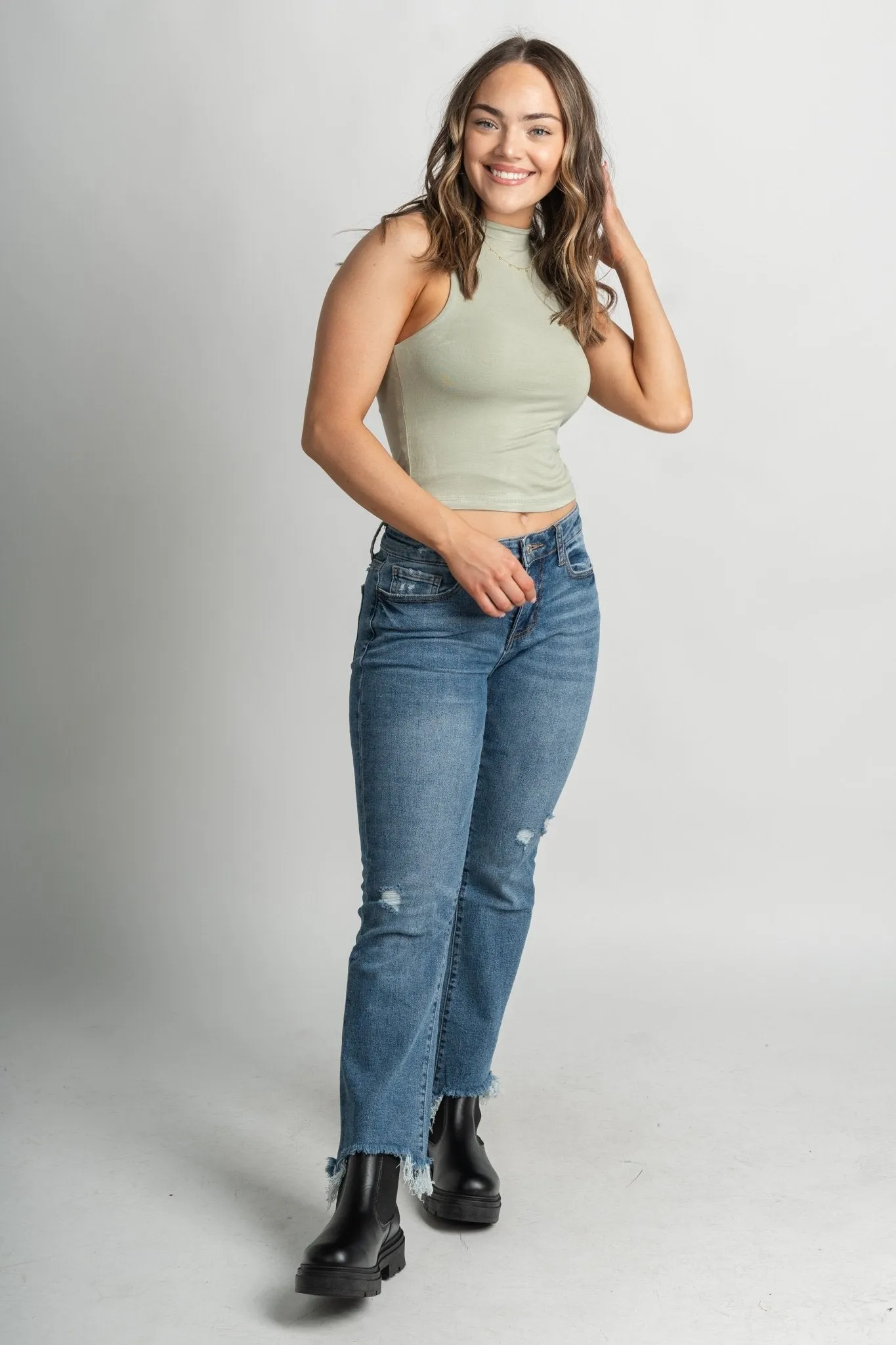 Modal high neck tank top sage
