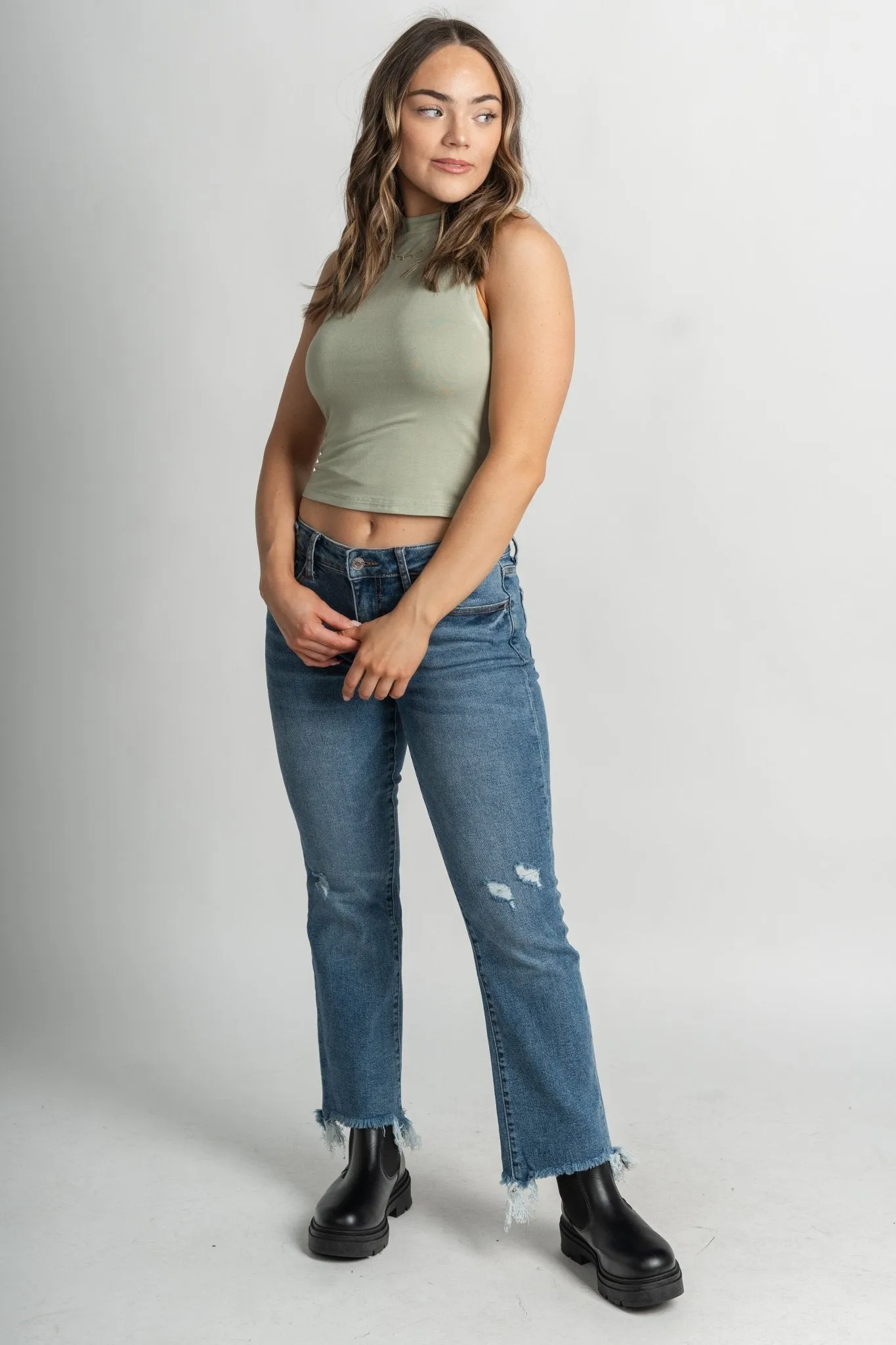 Modal high neck tank top sage