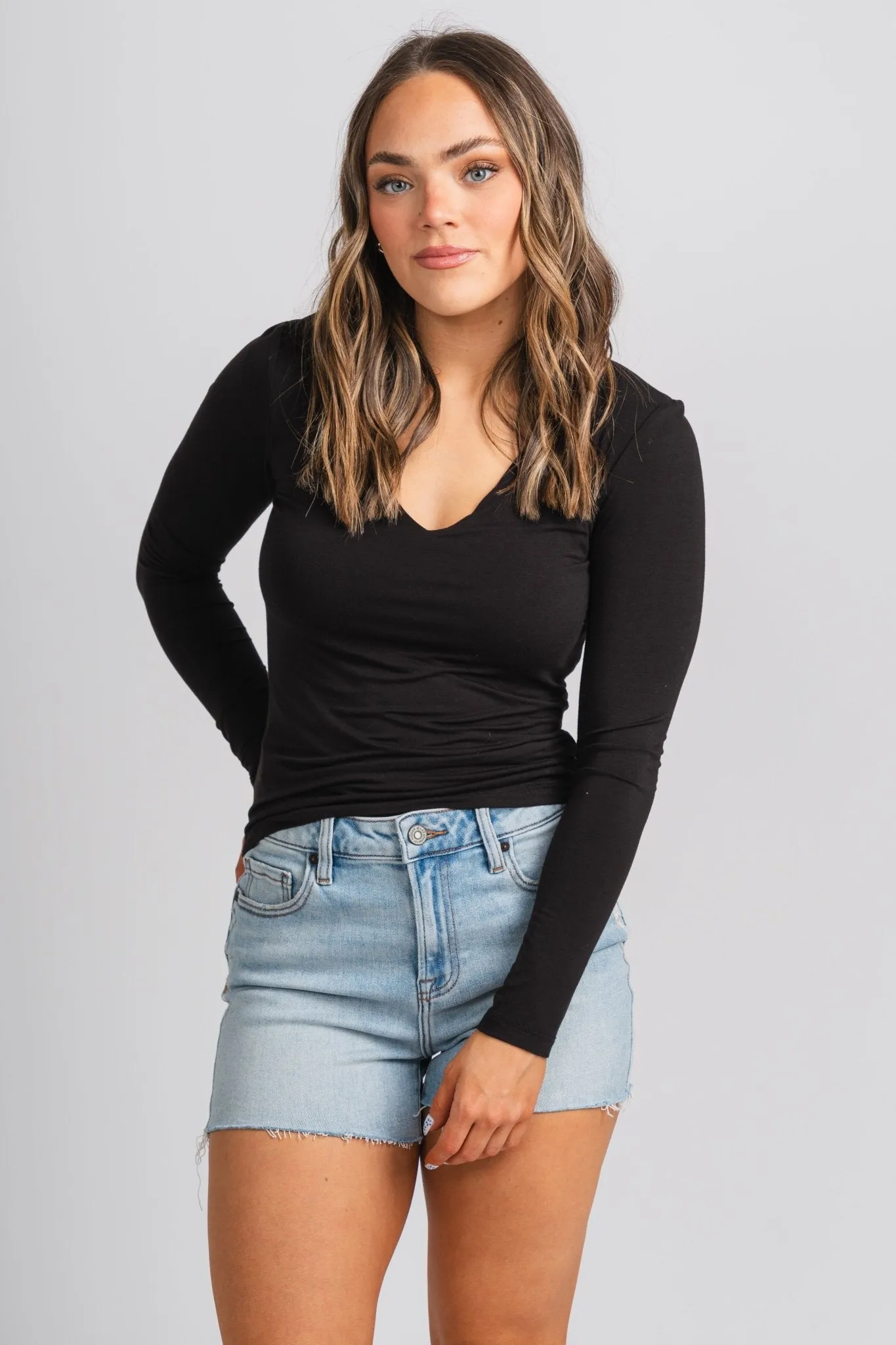 Modal long sleeve top black