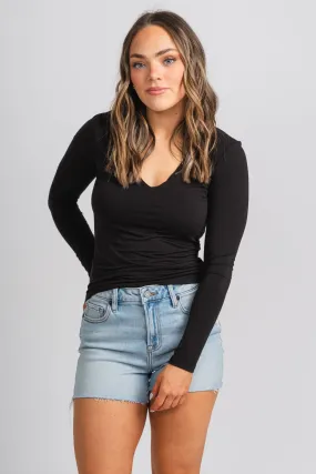 Modal long sleeve top black