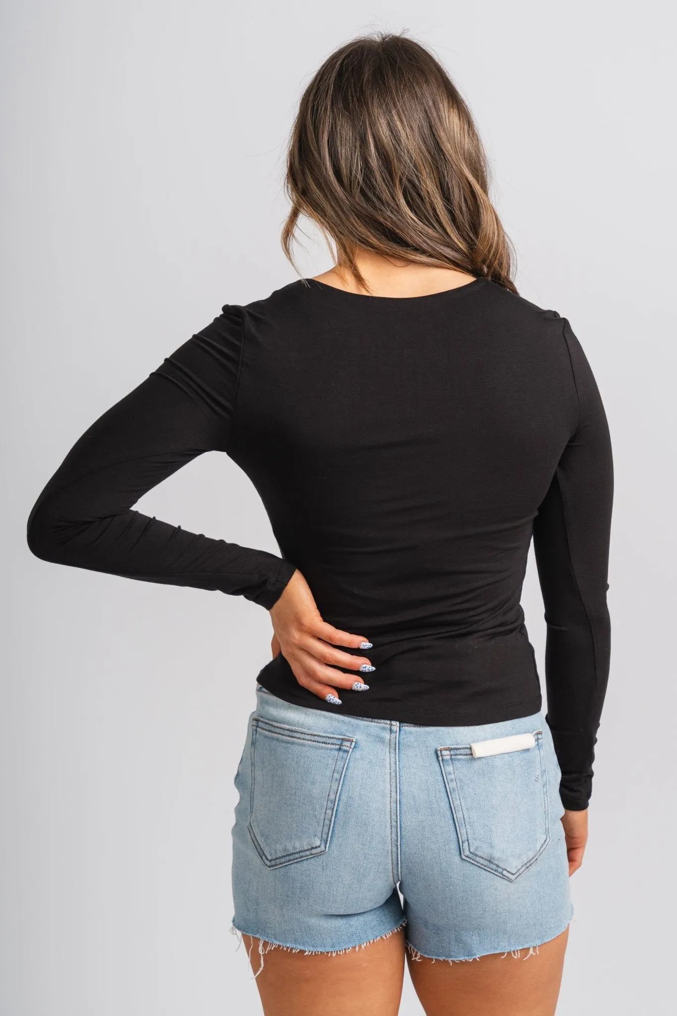 Modal long sleeve top black