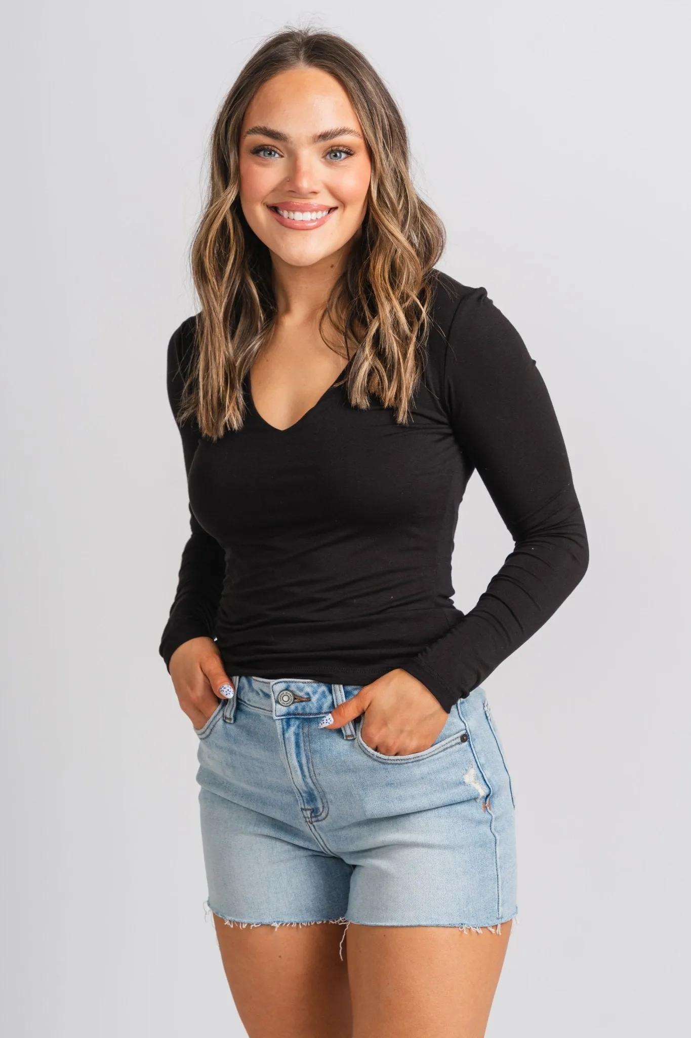 Modal long sleeve top black