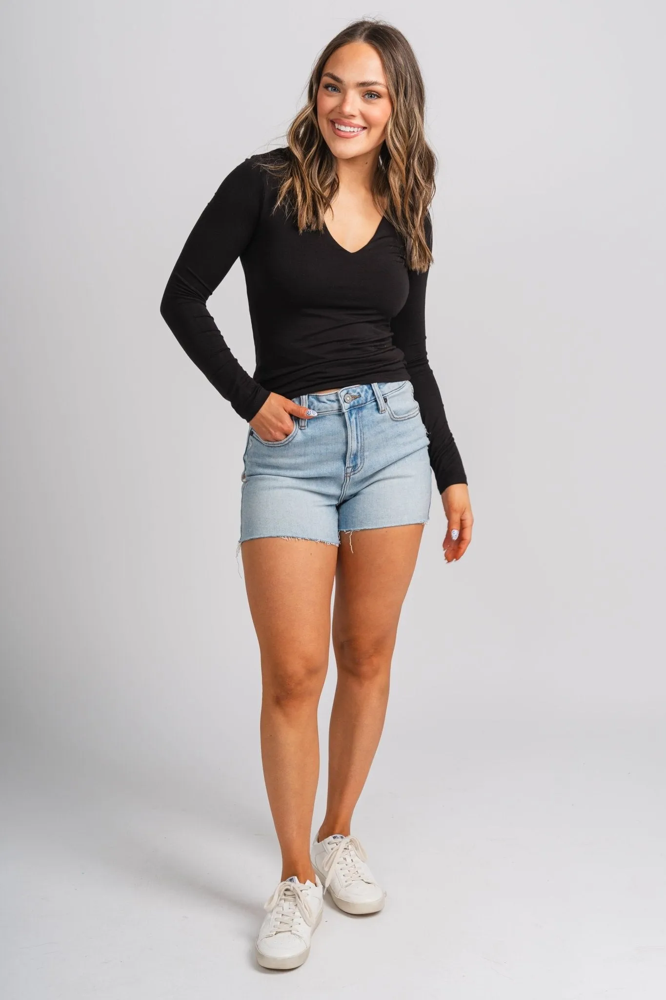 Modal long sleeve top black