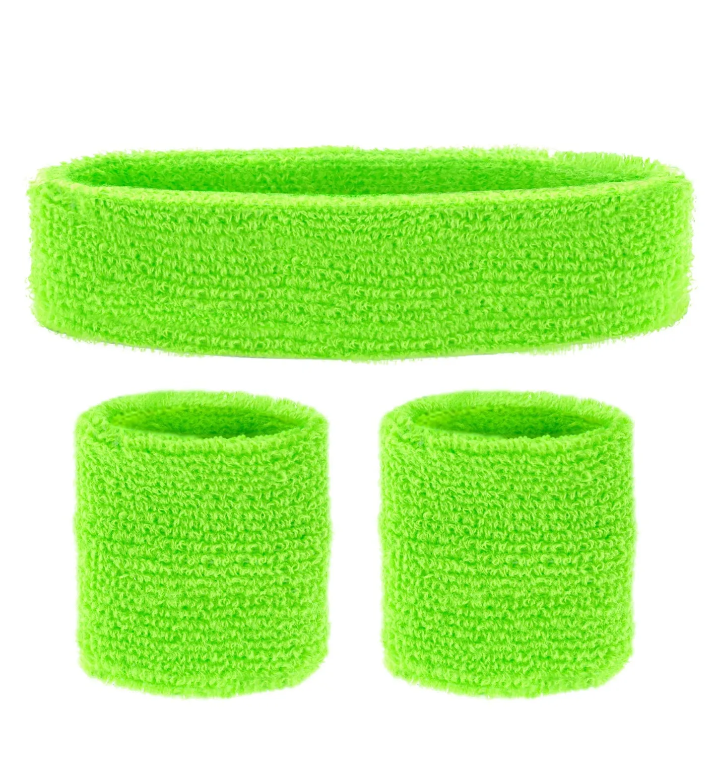 Neon Green 80's Sweatband and Wristbands