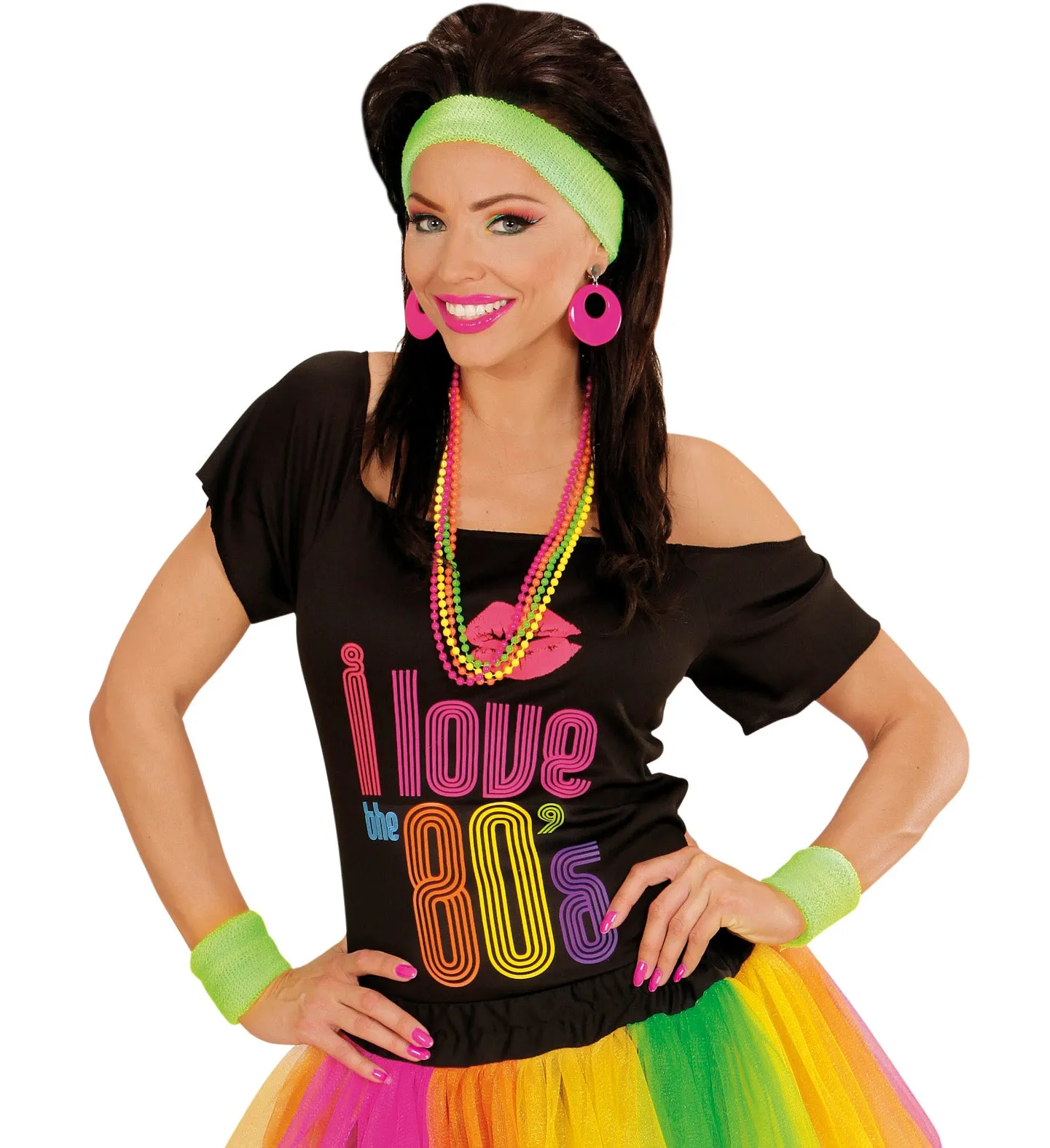 Neon Green 80's Sweatband and Wristbands