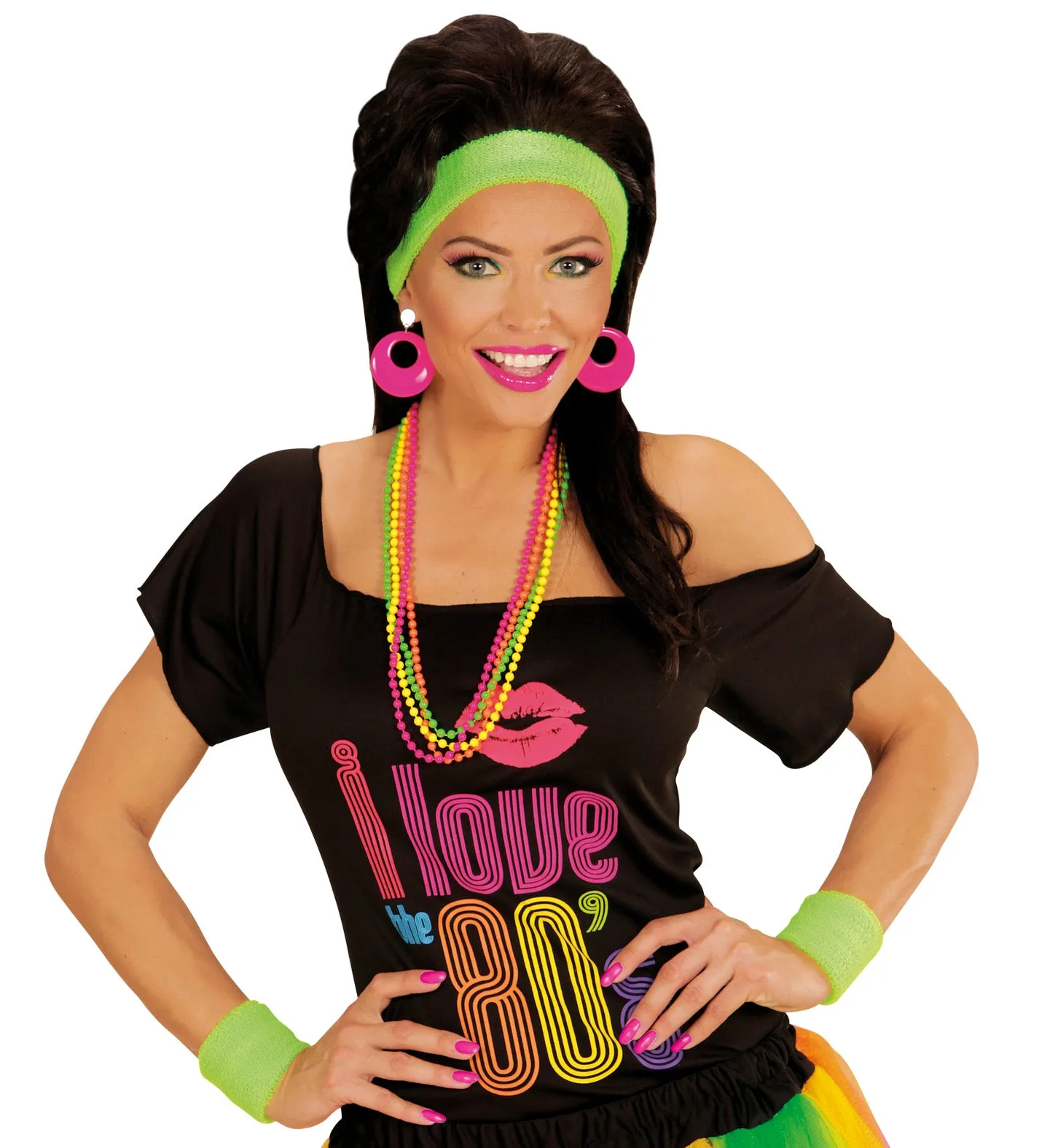Neon Green 80's Sweatband and Wristbands