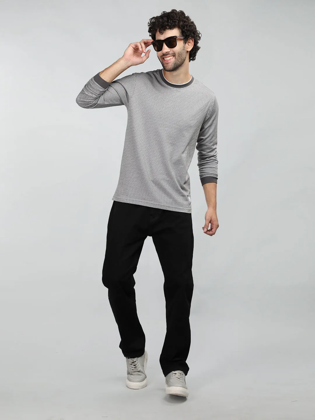 Neva Men Crew Neck Full Sleeves T-shirt Wave pattern