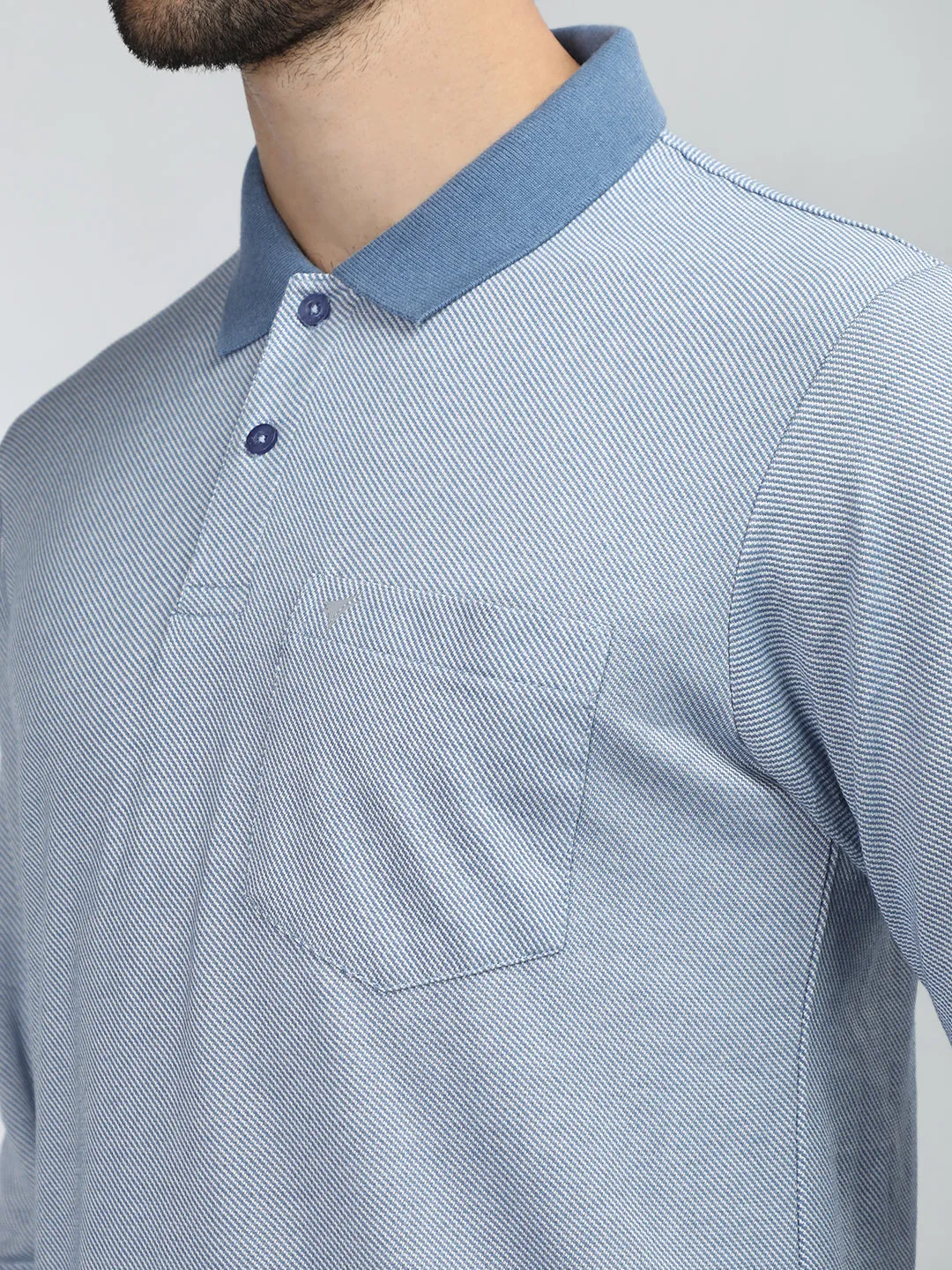 Neva Men Polo Neck Full Sleeves T-shirt Striped pattern