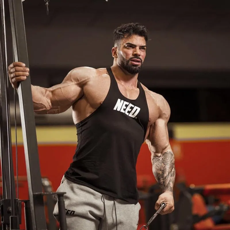 New Mens Bodybuilding Cotton Tank top Gyms Workout Fitness  I-shaped Vest Sleeveless Shirt Singlet Male Casual Sports Tank