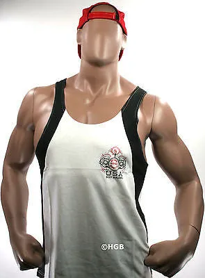 NEW Mens Workout NPC Bodybuilding Wear Fat Strap Tank Top Gym Clothing All Sizes
