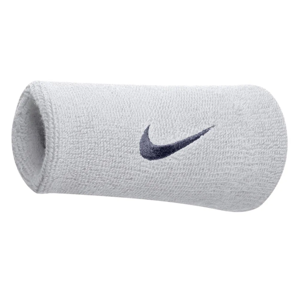 Nike Swoosh Doublewide Wristbands (White/Navy)