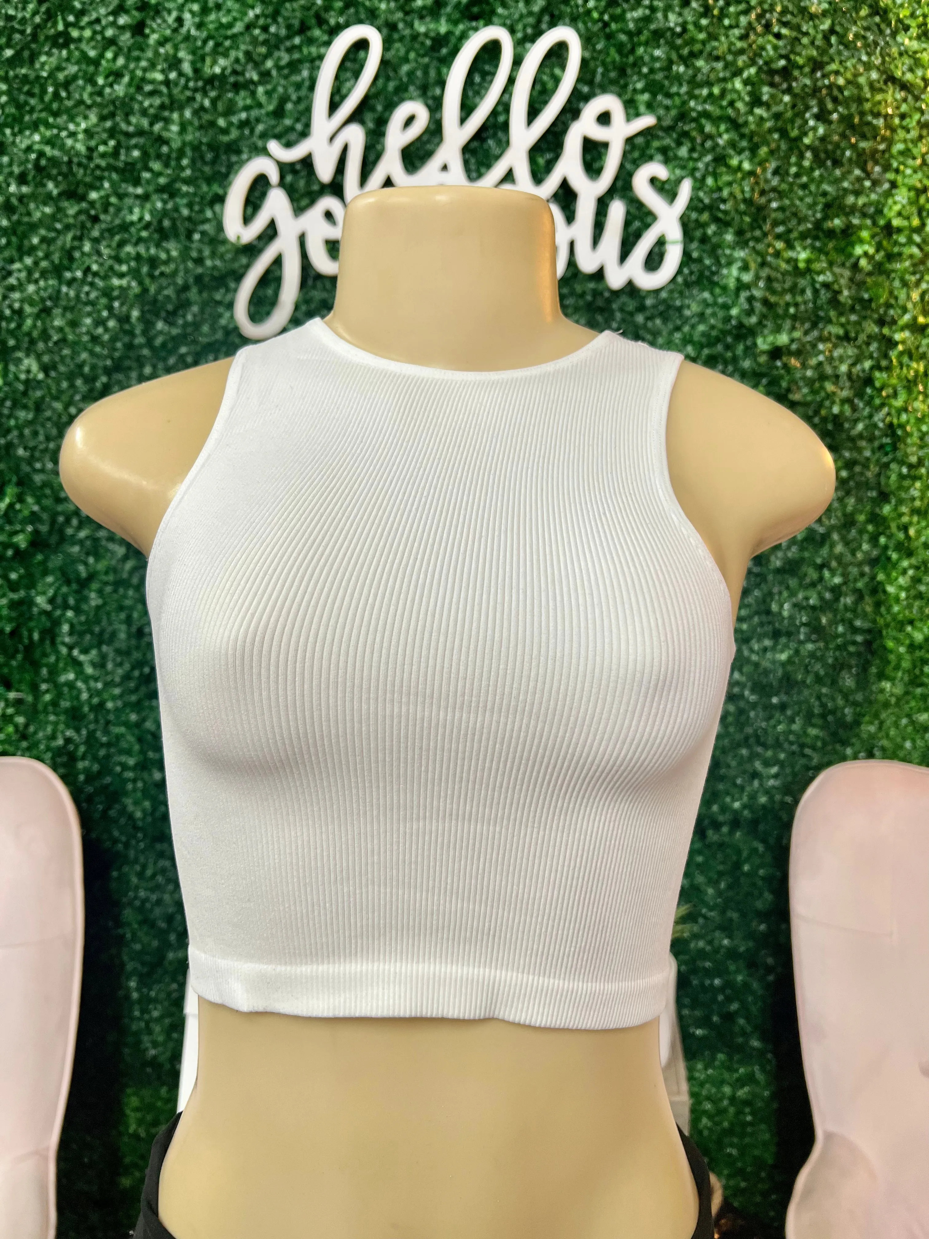 Nothing Holding White Back Ribbed Razorback Crop Top
