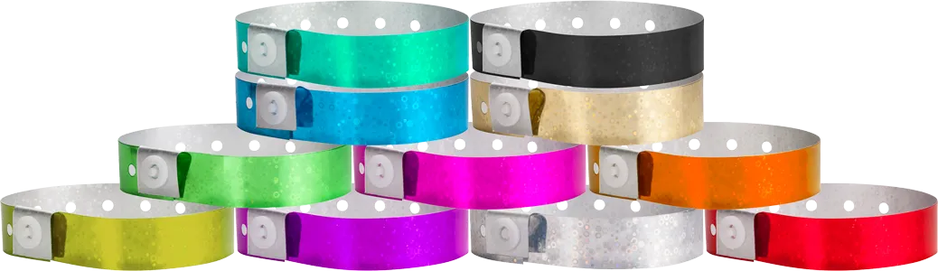 Plastic 3/4" x 10" Holographic Snapped Wristbands