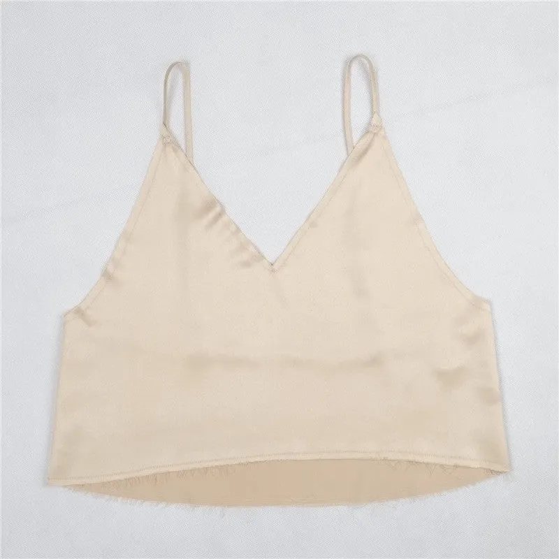 Pure Color Spaghetti Strap Backless Loose Tank Top