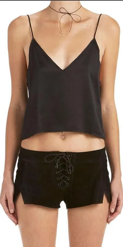 Pure Color Spaghetti Strap Backless Loose Tank Top