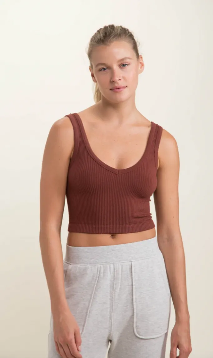 Ribbed Seamless Cropped Tank Top by Mono B - Final Sale