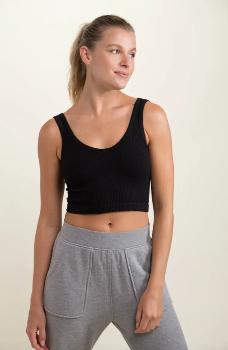 Ribbed Seamless Cropped Tank Top by Mono B - Final Sale
