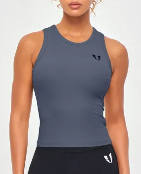 Ribbed Workout Tank - Gray Blue
