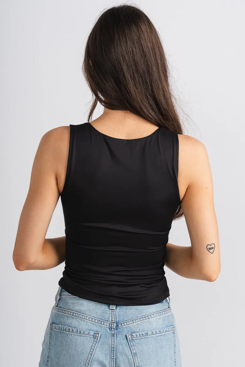 Round neck tank top black