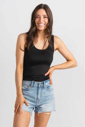 Round neck tank top black