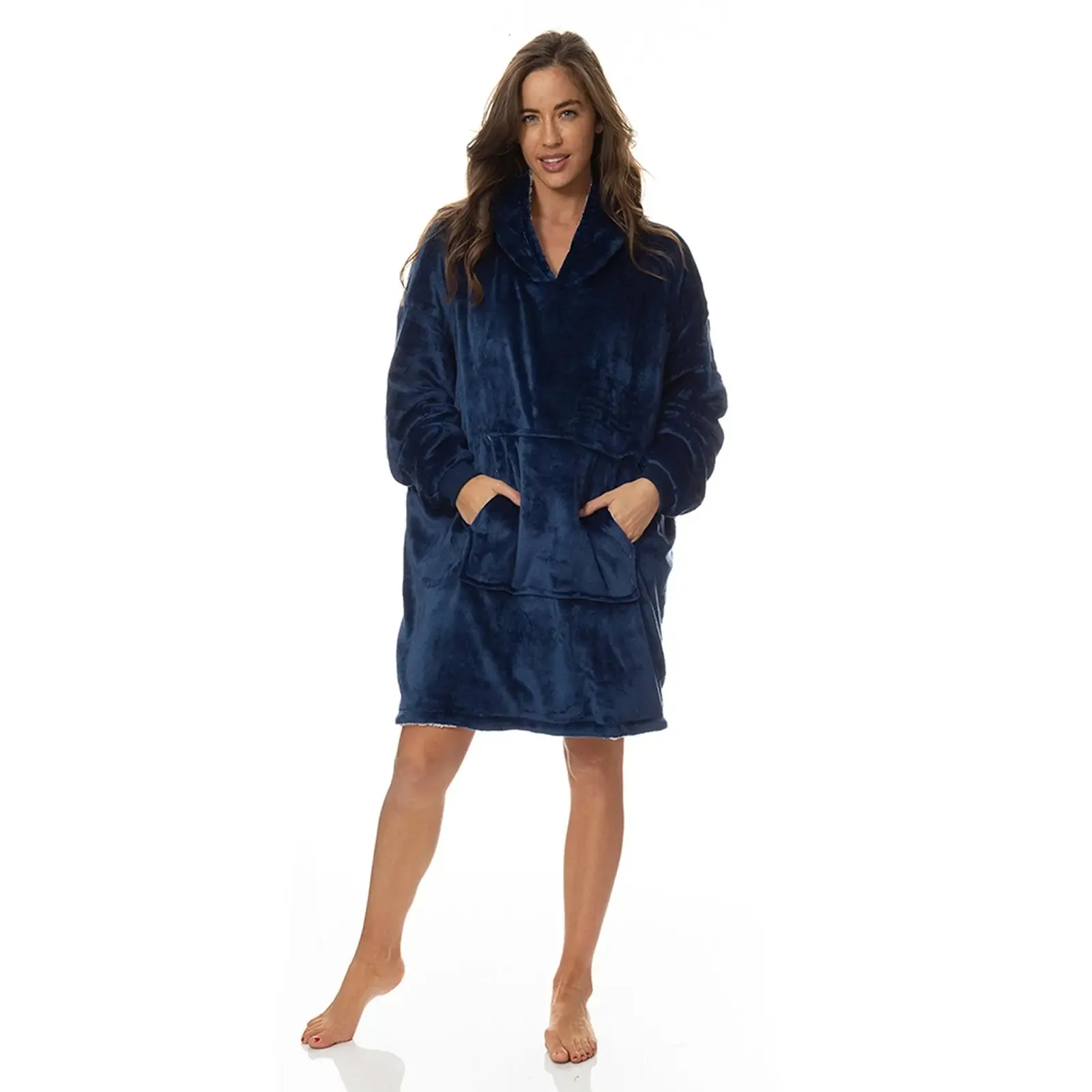 Royal comfort snug hoodie nightwear super soft reversible fleece 750gsm