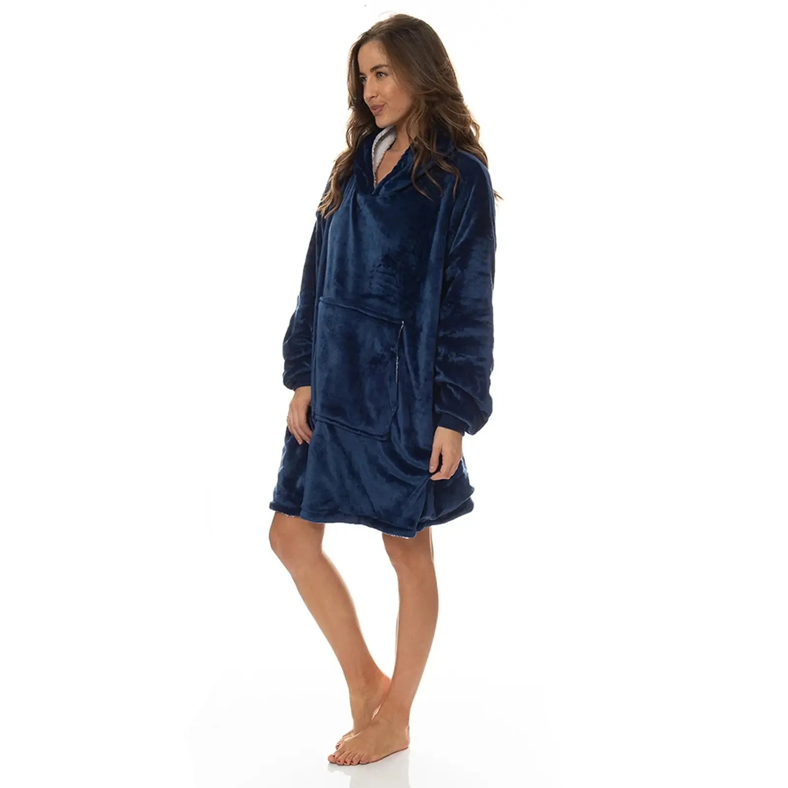 Royal comfort snug hoodie nightwear super soft reversible fleece 750gsm