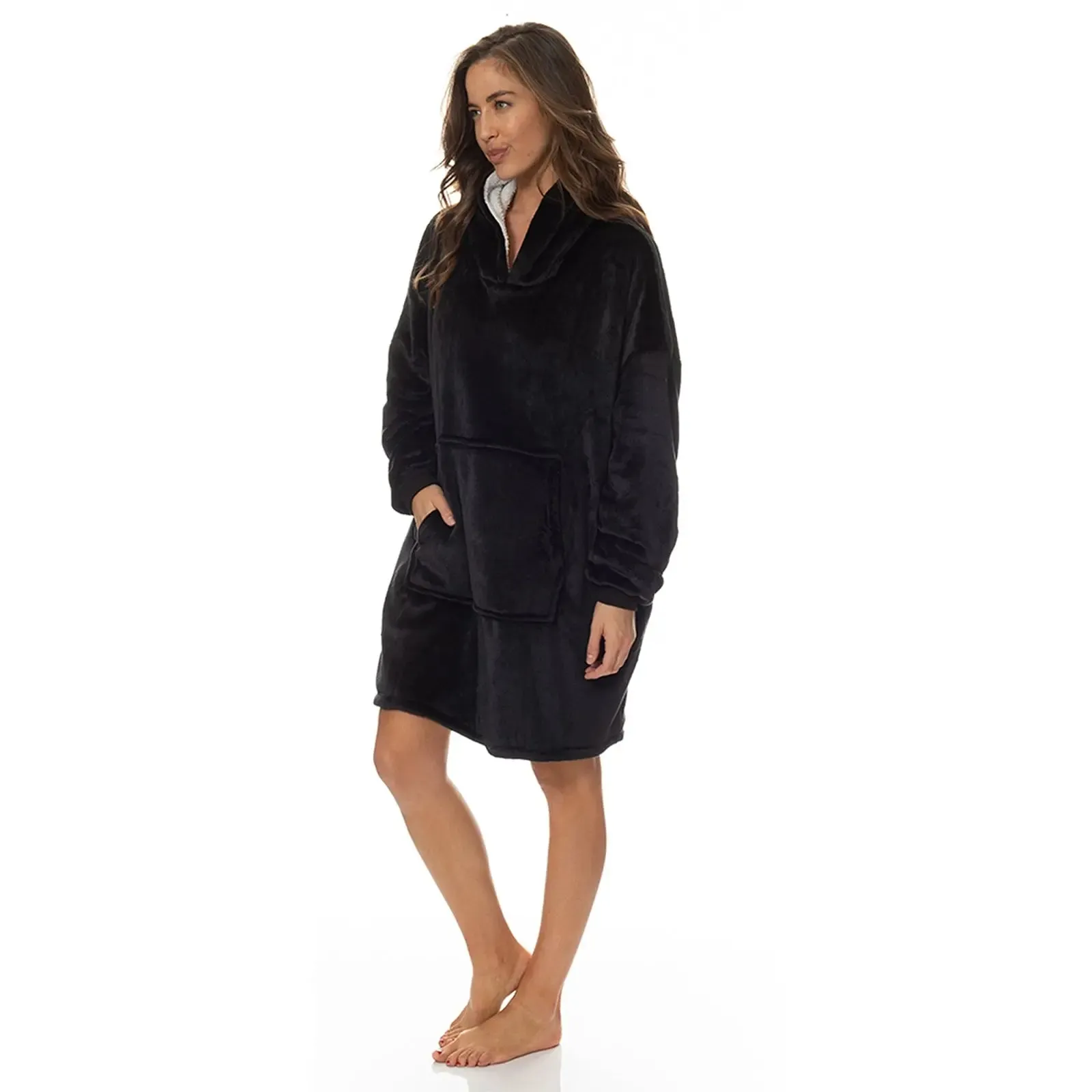 Royal comfort snug hoodie nightwear super soft reversible fleece 750gsm