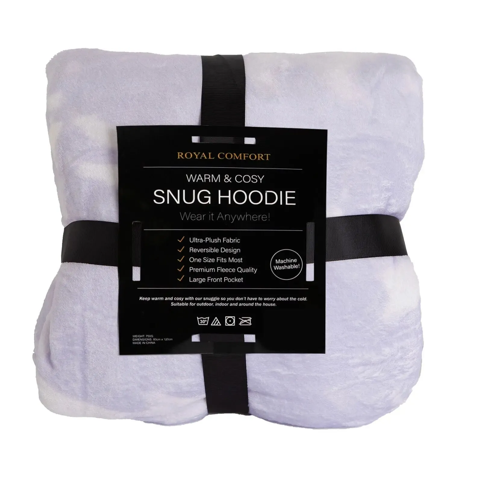Royal comfort snug hoodie nightwear super soft reversible fleece 750gsm