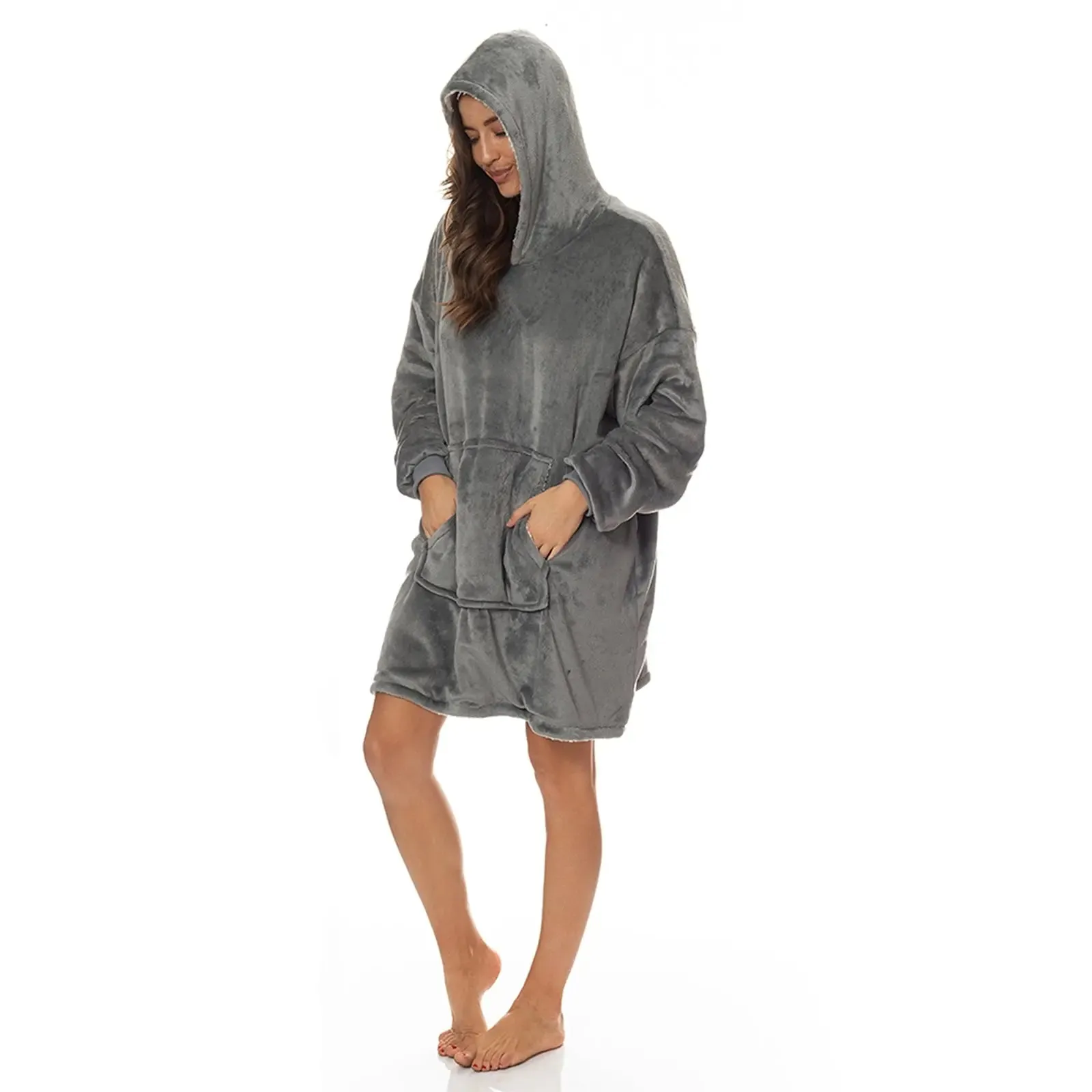 Royal comfort snug hoodie nightwear super soft reversible fleece 750gsm