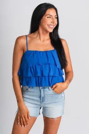 Ruffle tank top blue