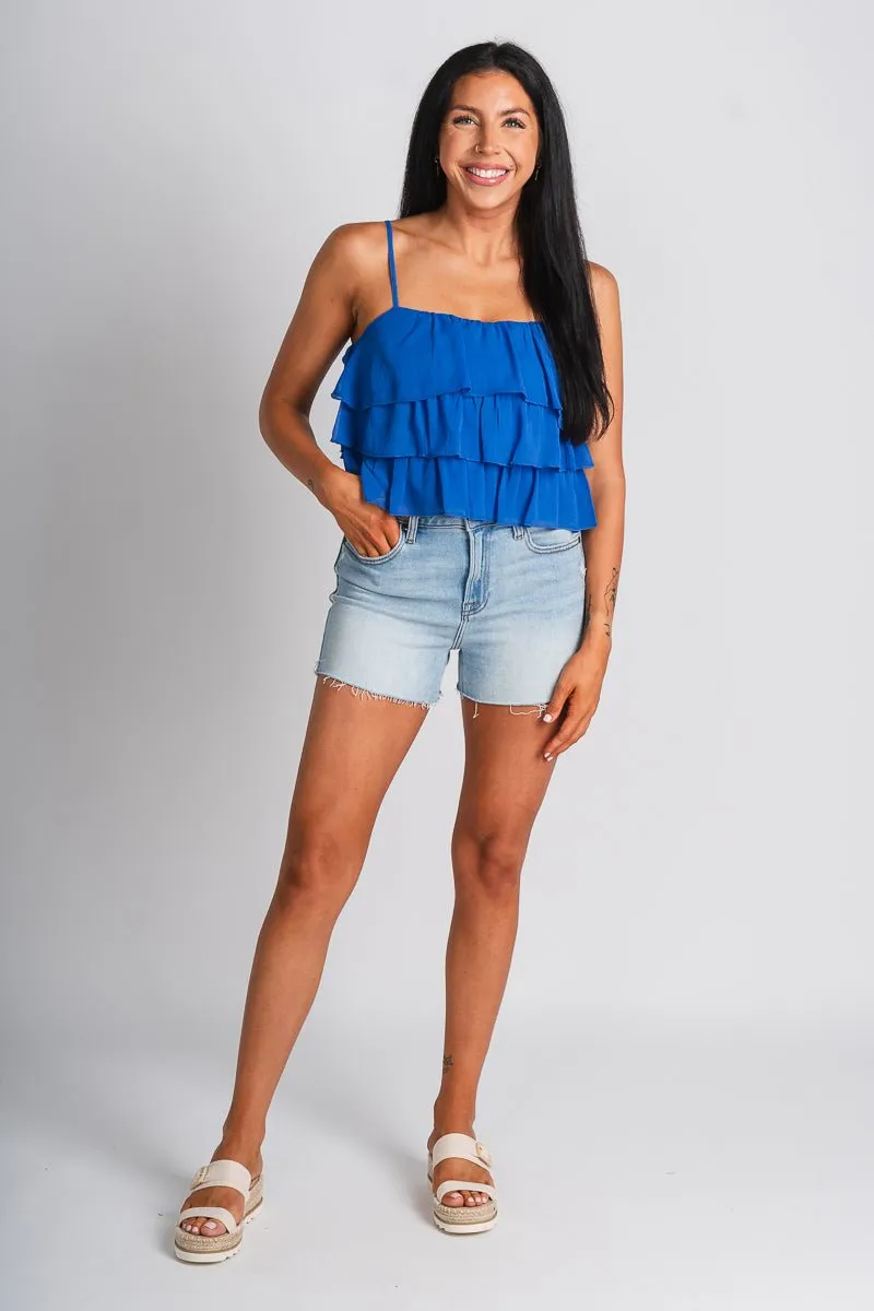 Ruffle tank top blue