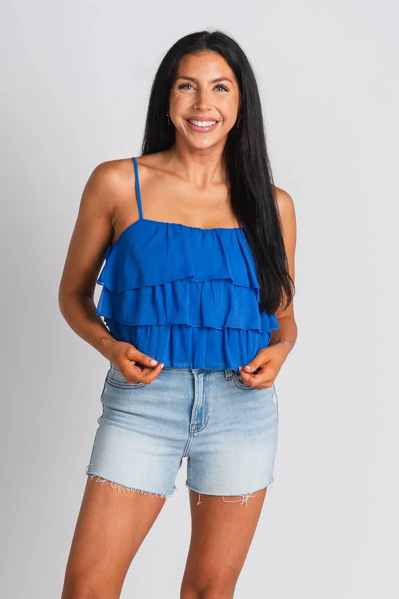 Ruffle tank top blue