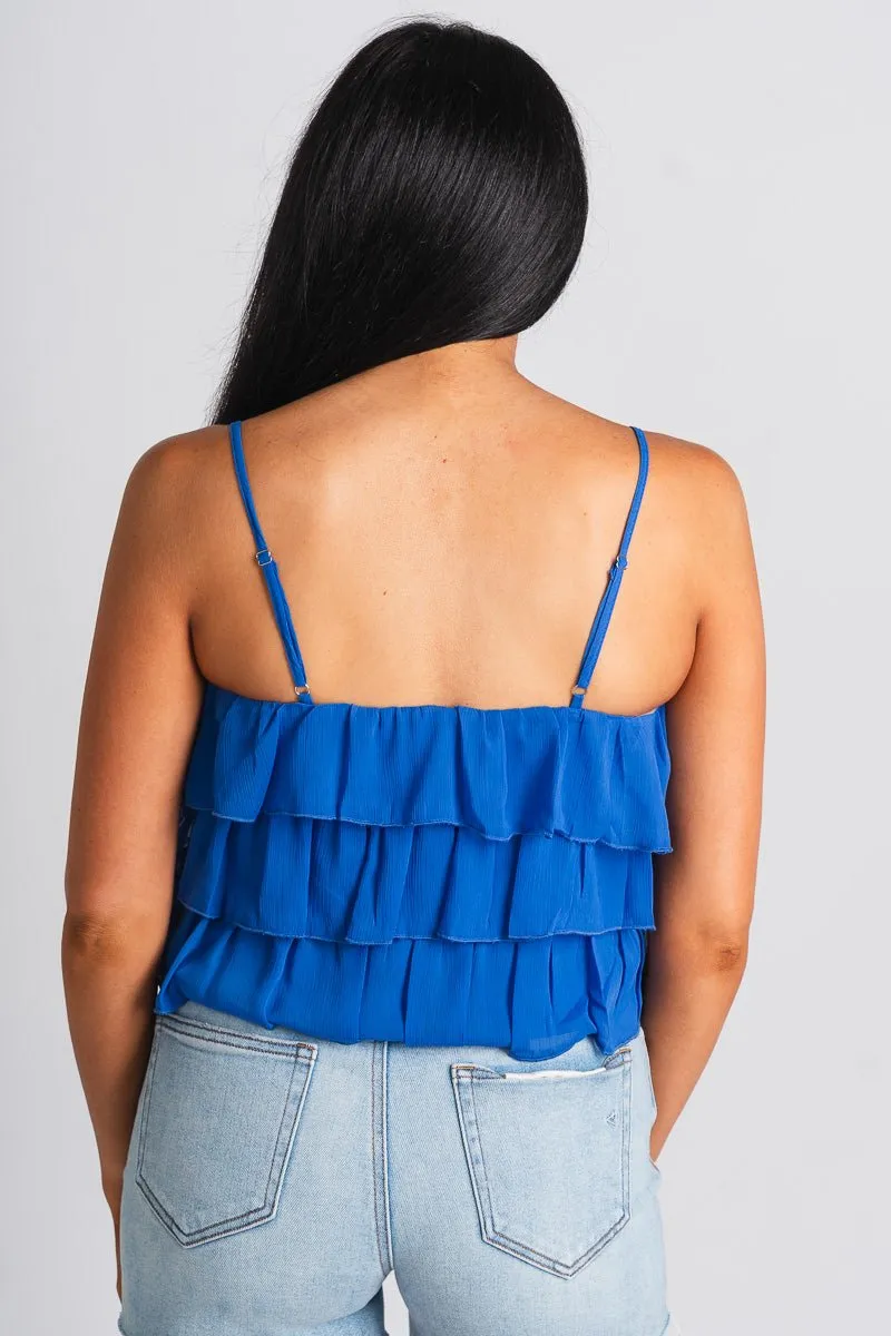 Ruffle tank top blue
