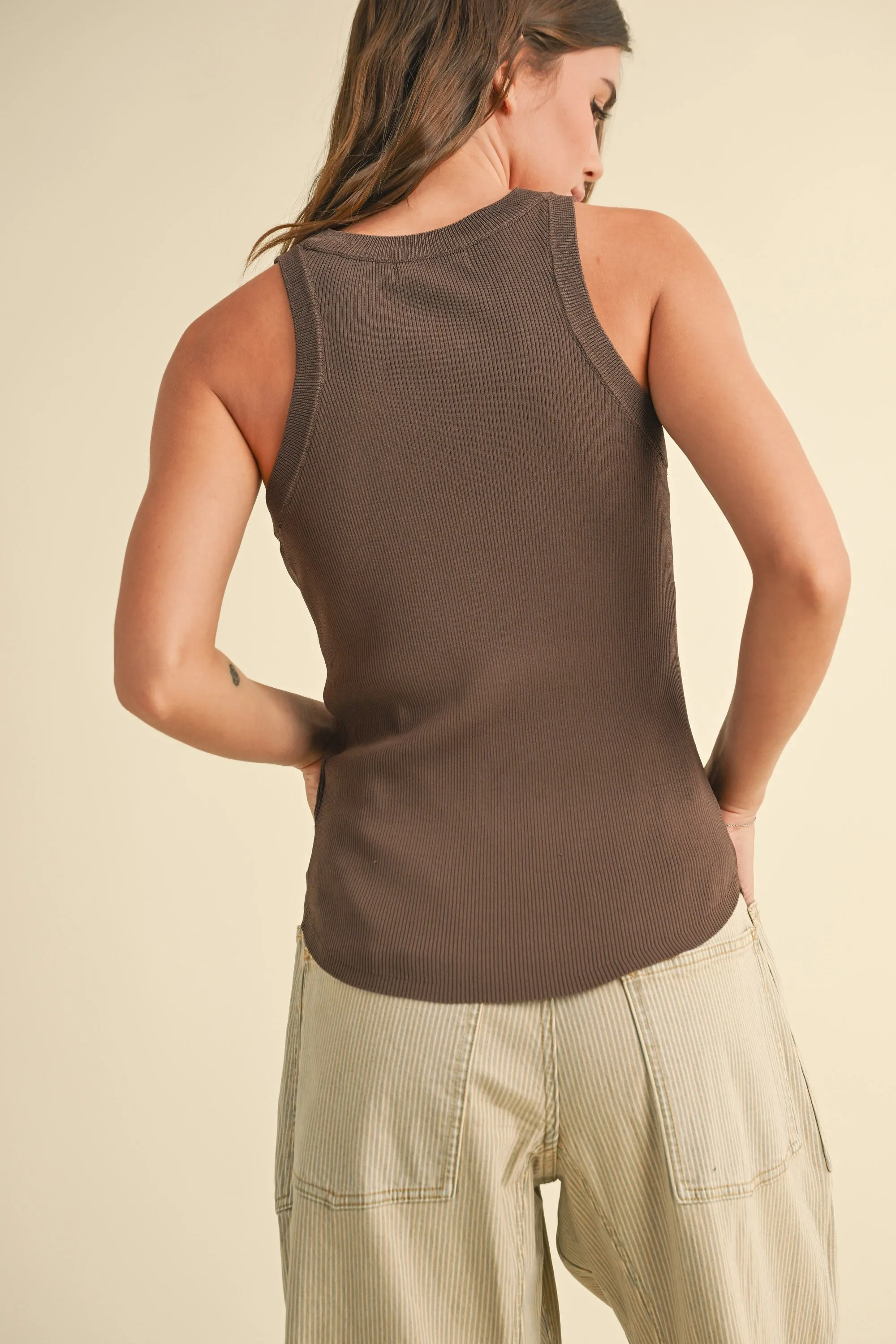 Scoop High Neck Rib Tank