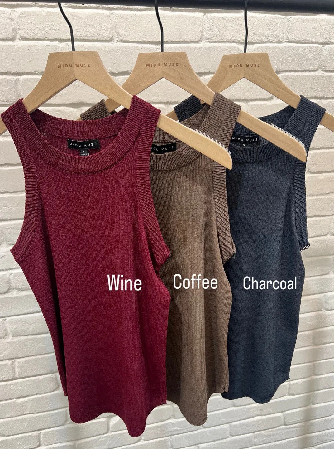 Scoop High Neck Rib Tank