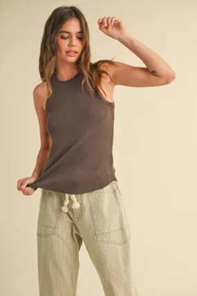 Scoop High Neck Rib Tank