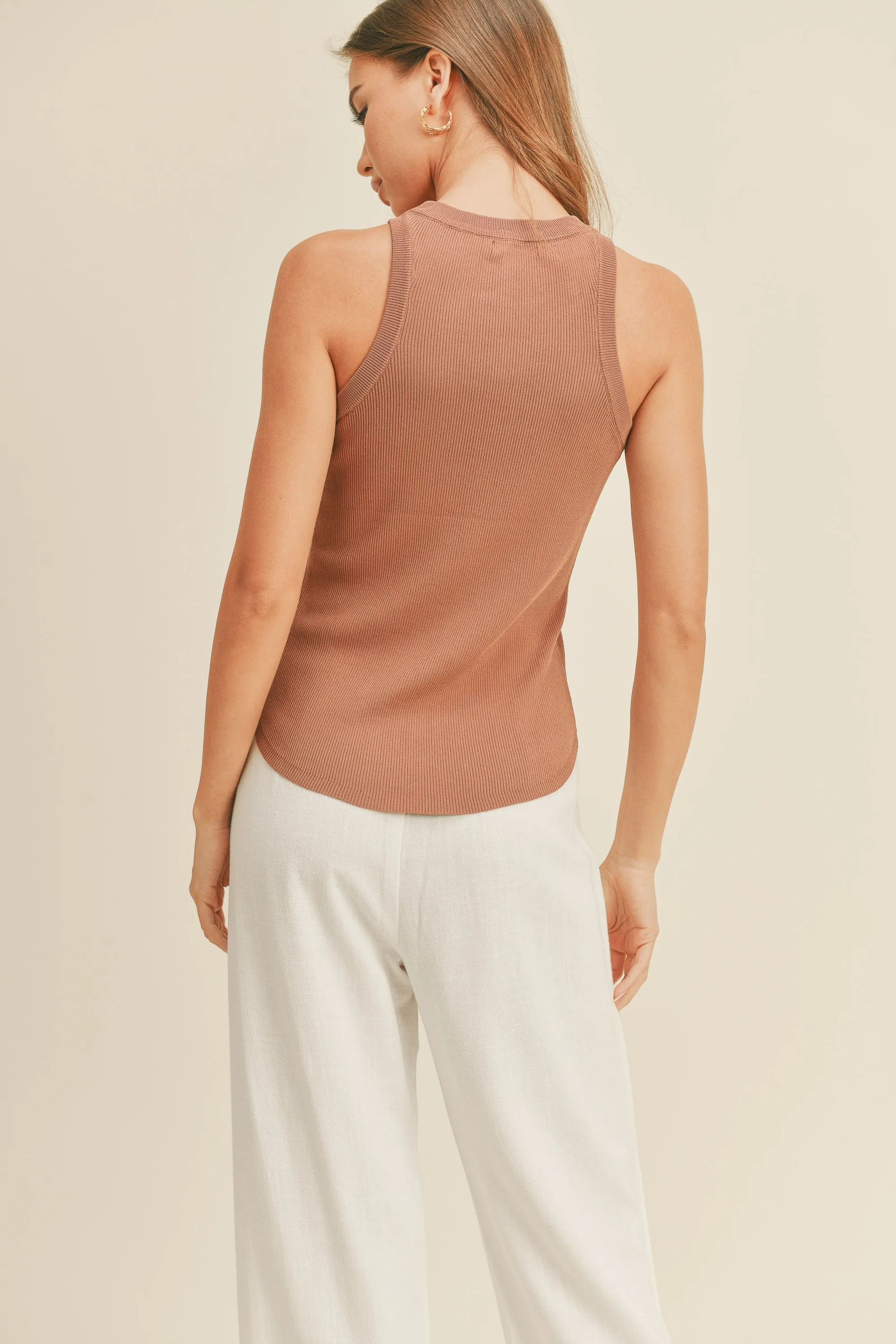 Scoop High Neck Rib Tank