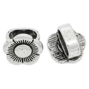 Sexy Sparkles 4 Pcs Flower Shape Charm Beads Antique Silver Fit Watch Bands/wristbands