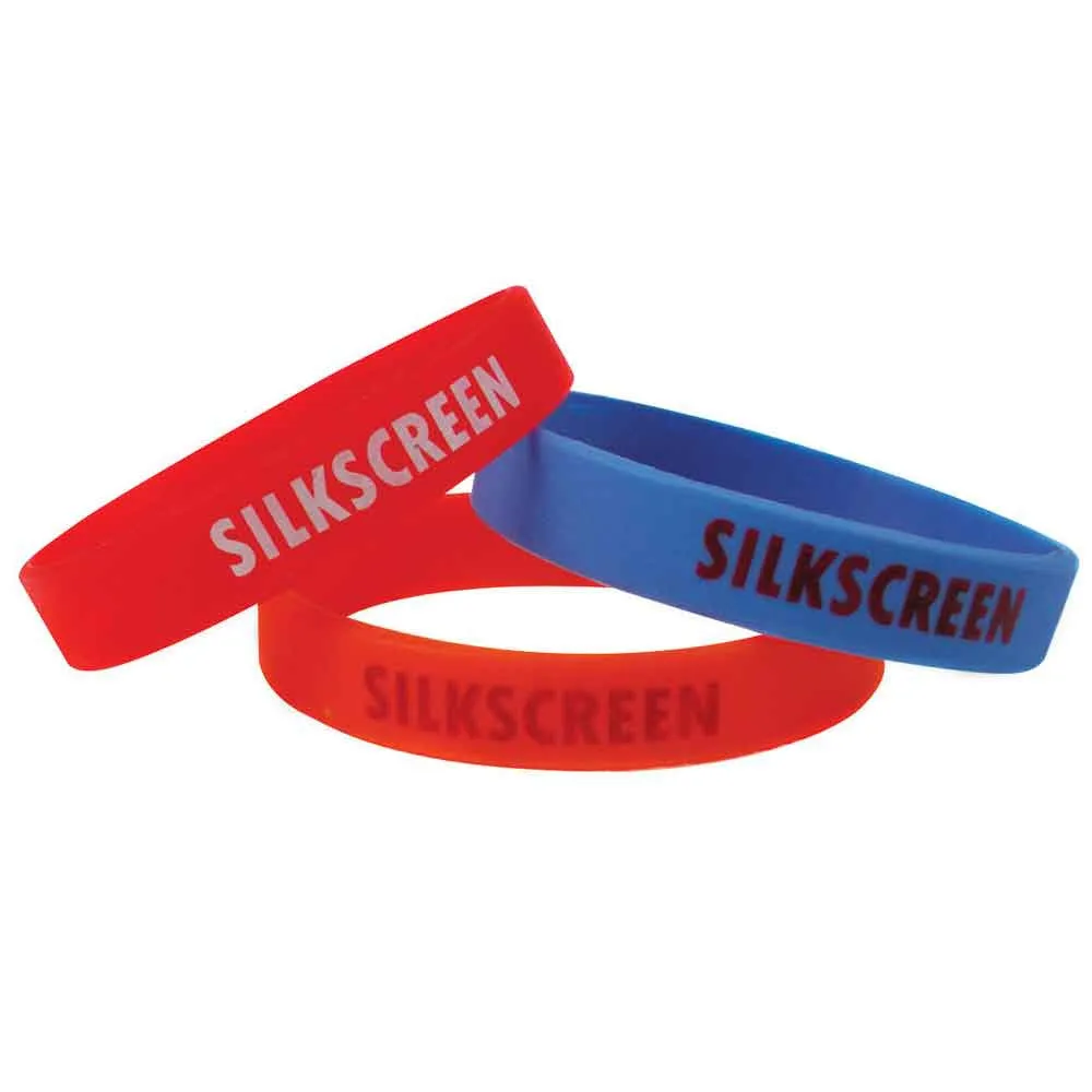Silkscreen & Imprinted 1/2" Custom Silicone Wristbands SILSC - CHILD (100/Pack)