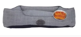 Snug & Cosy Grey Square Check Dog Bed