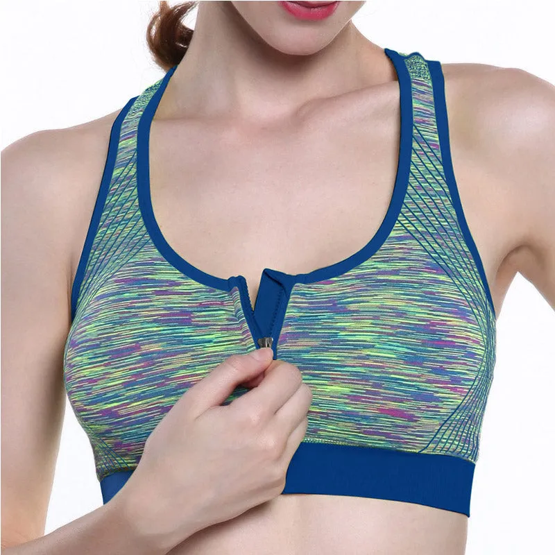 Sports Bra Front Zipper Cutout Underwear Tank Tops