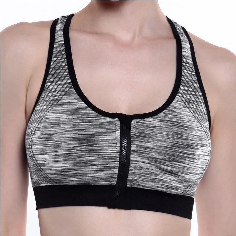 Sports Bra Front Zipper Cutout Underwear Tank Tops