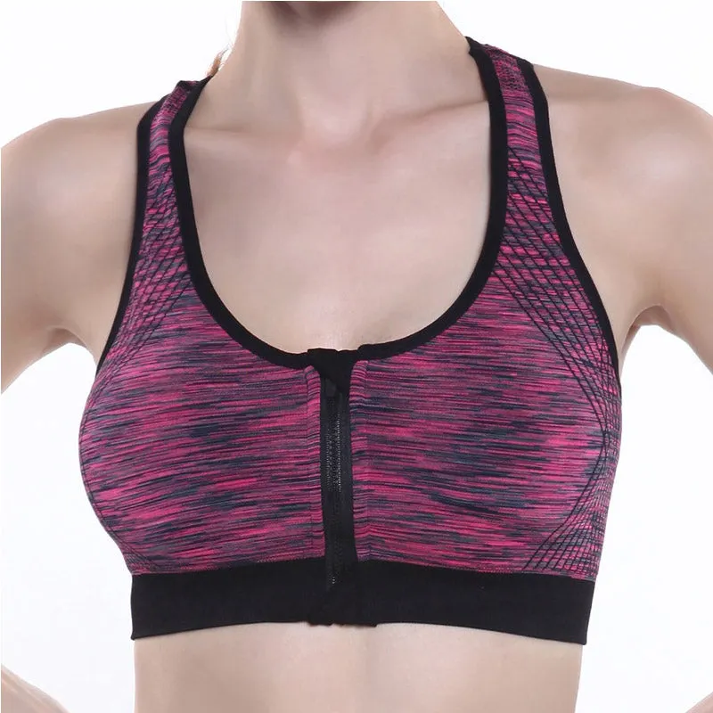 Sports Bra Front Zipper Cutout Underwear Tank Tops