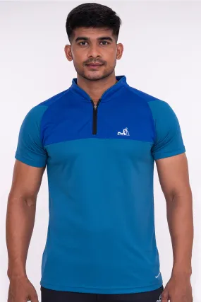 Stand Neck Semi Collar T-Shirts Firozi Royal Blue