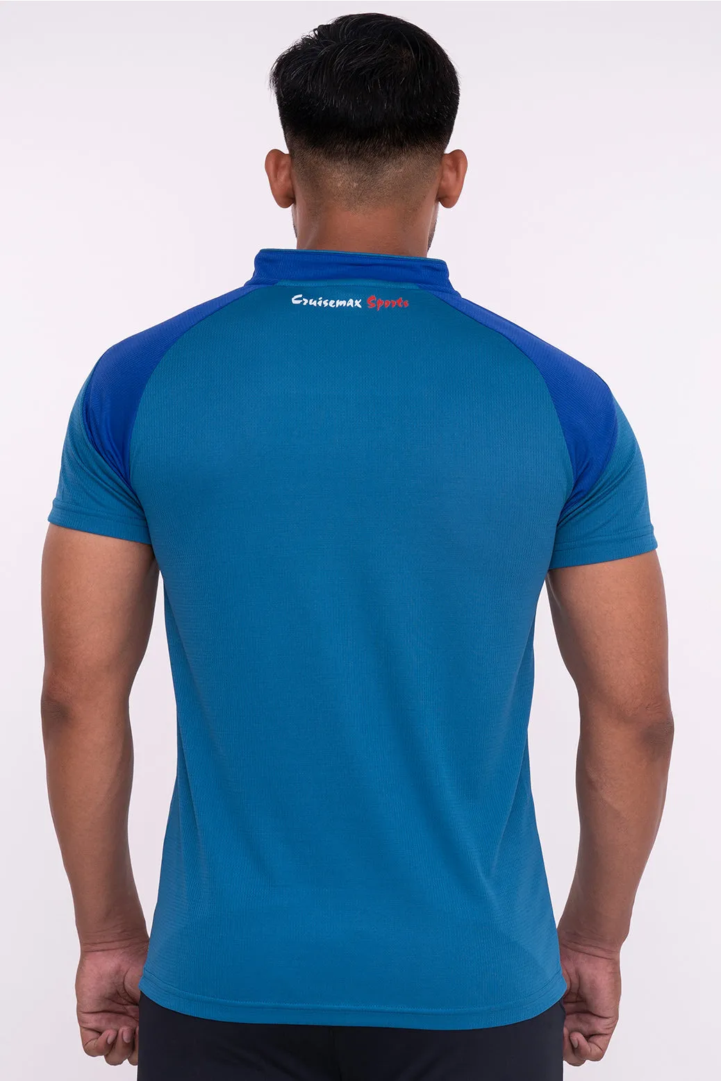 Stand Neck Semi Collar T-Shirts Firozi Royal Blue